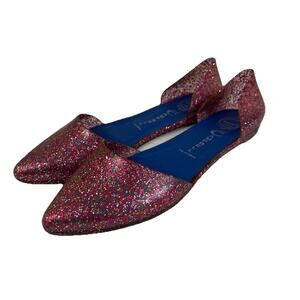 Jeffrey Campbell Flats Women's 6 Pink D'Orsay Pointed Toe Glitter Jelly Rubber